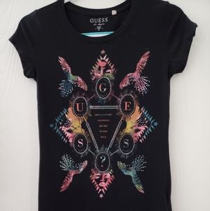 Guess Black Rhinestone T-shirt Size Medium